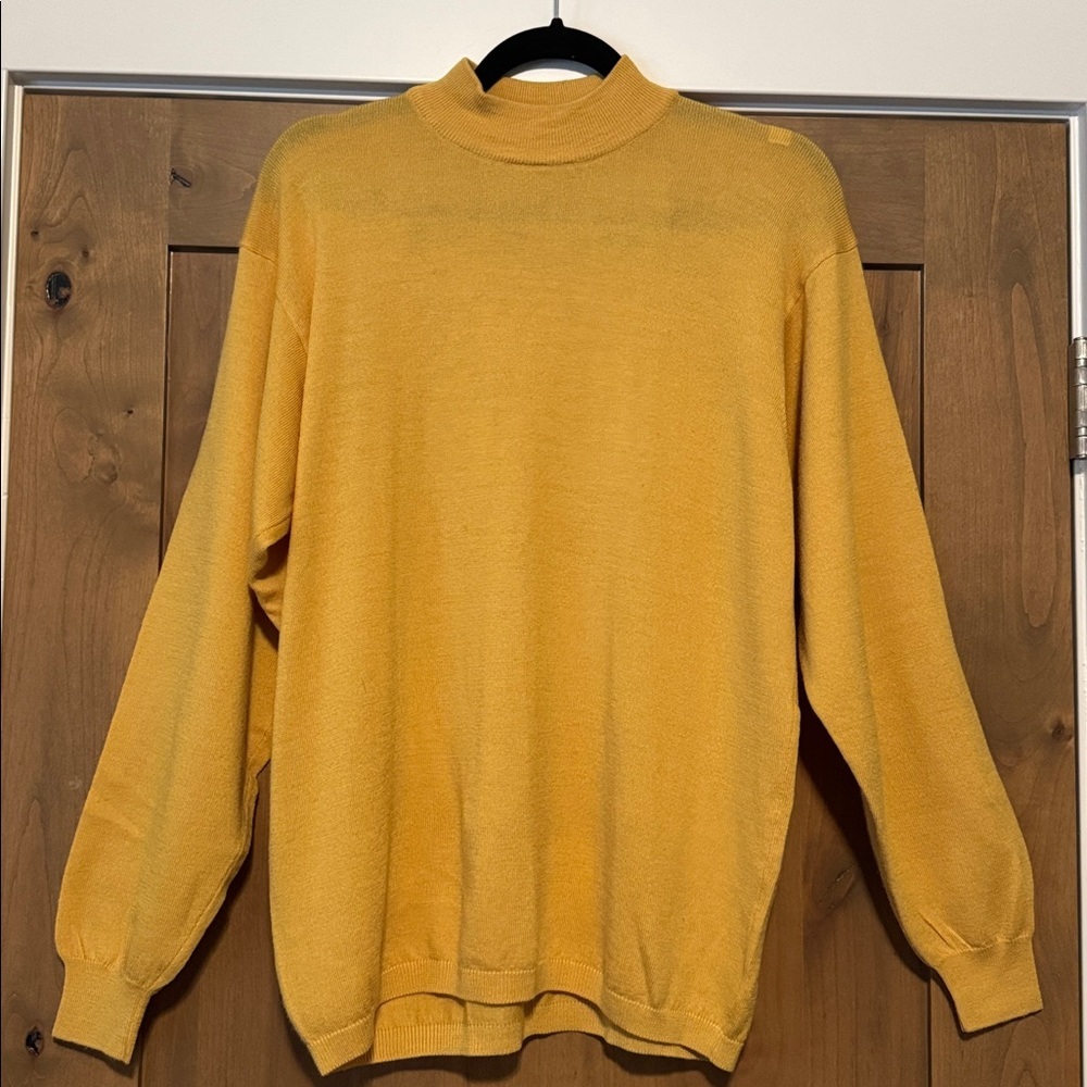 Franco Ziche Italy fine wool Mock neck Sweater Womens L Golden Yellow old money